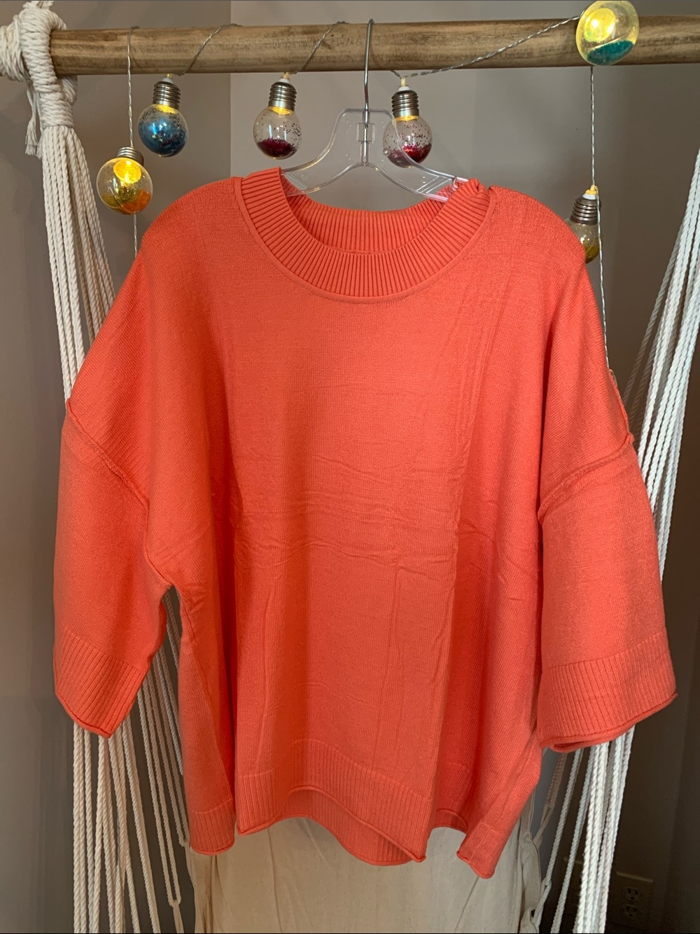 XXL- women’s coral short sleeve sweater